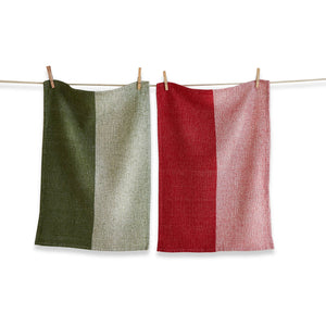 JOYFUL WAFFLE WEAVE TOWEL GREEN/RED